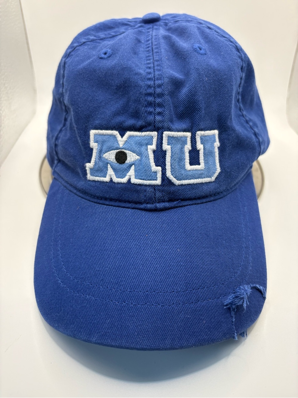 Disney Monsters University MU Blue Adjustable Adult Distressed Baseball Hat